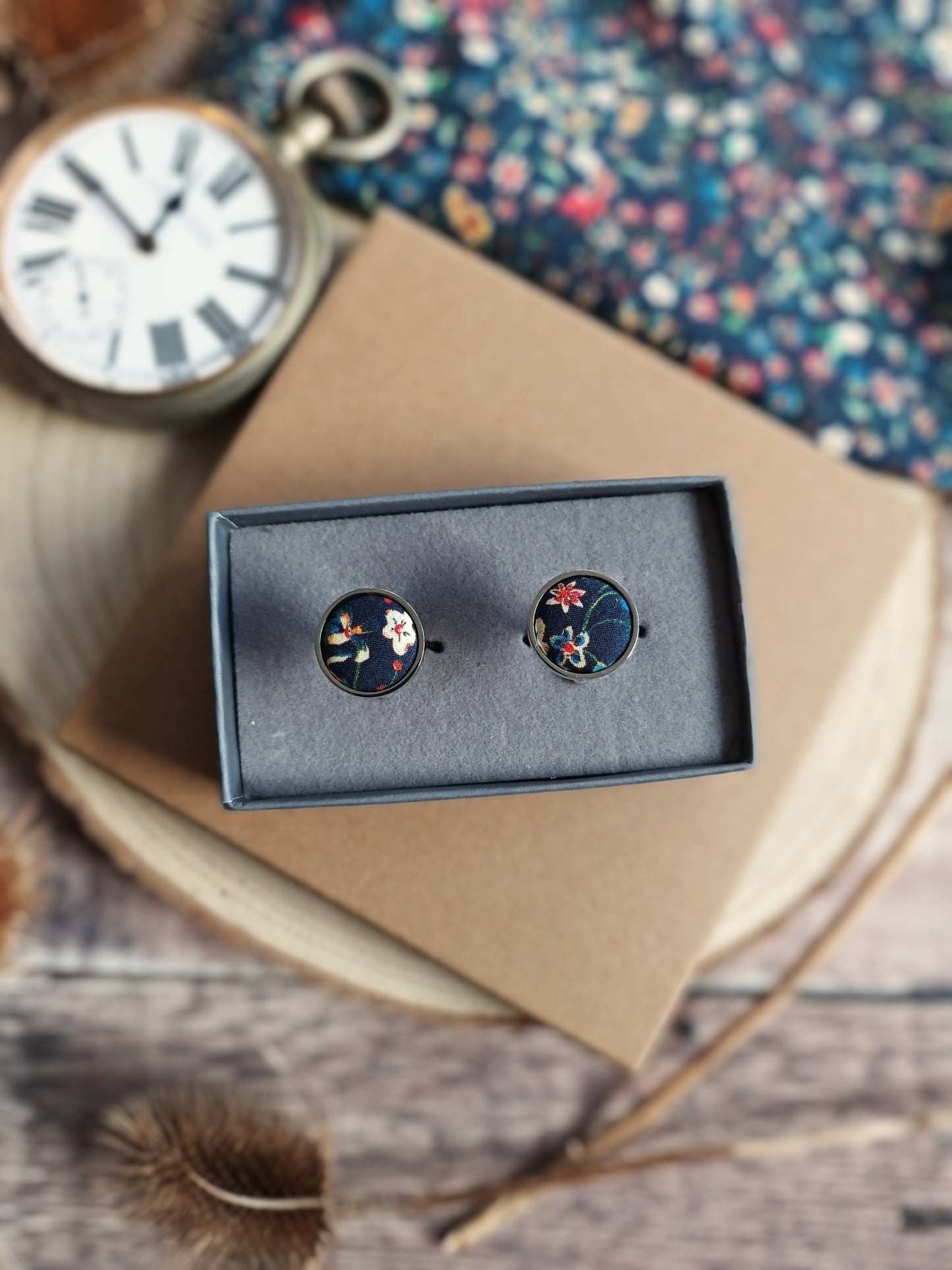 Liberty Navy Floral Cufflinks