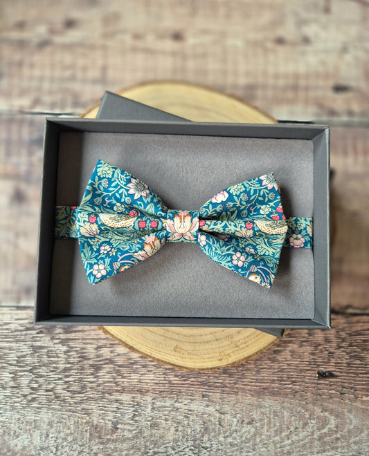 Liberty Turquoise Strawberry Thief Bowtie