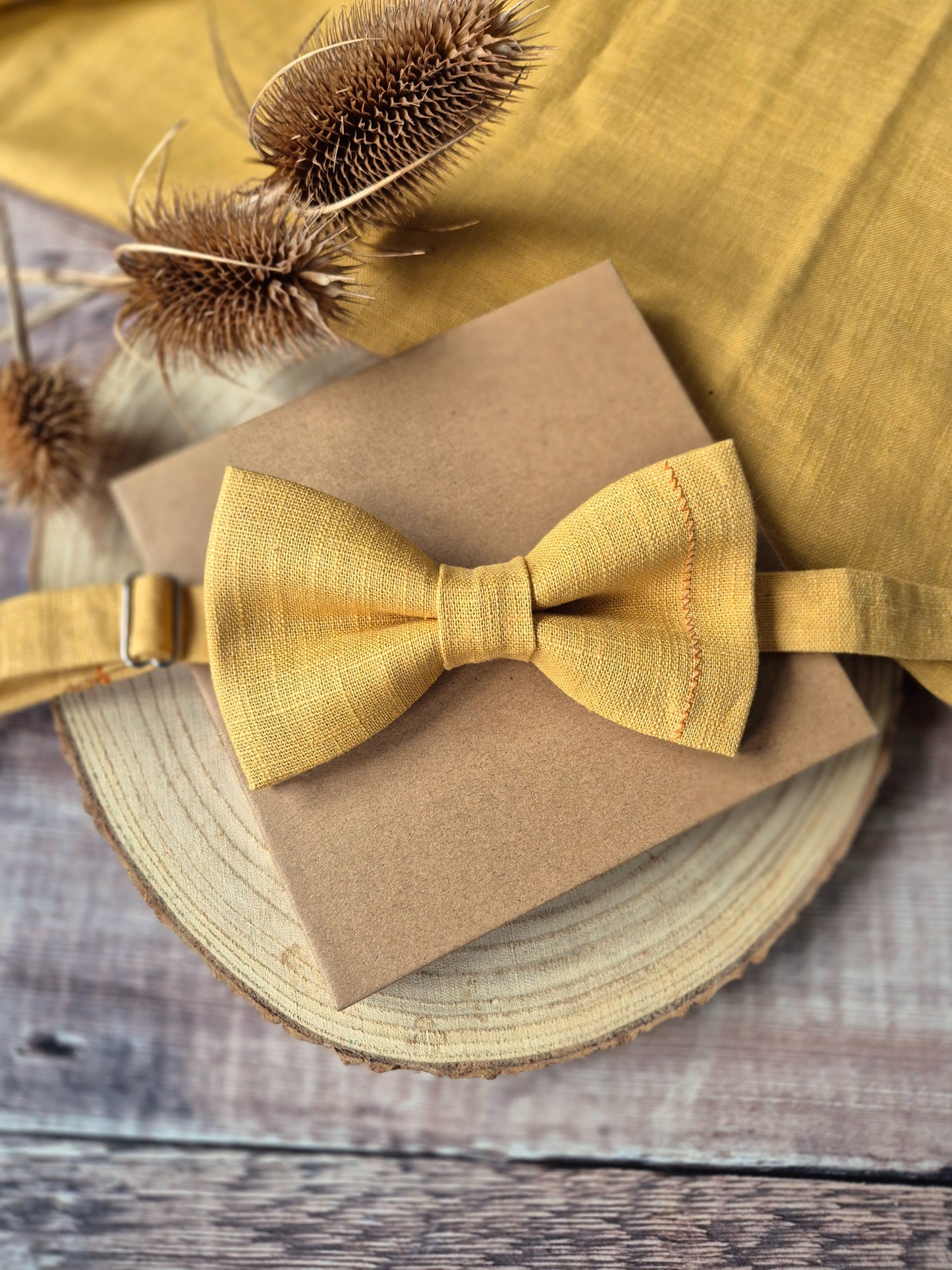 Linen Bow Tie Golden Yellow