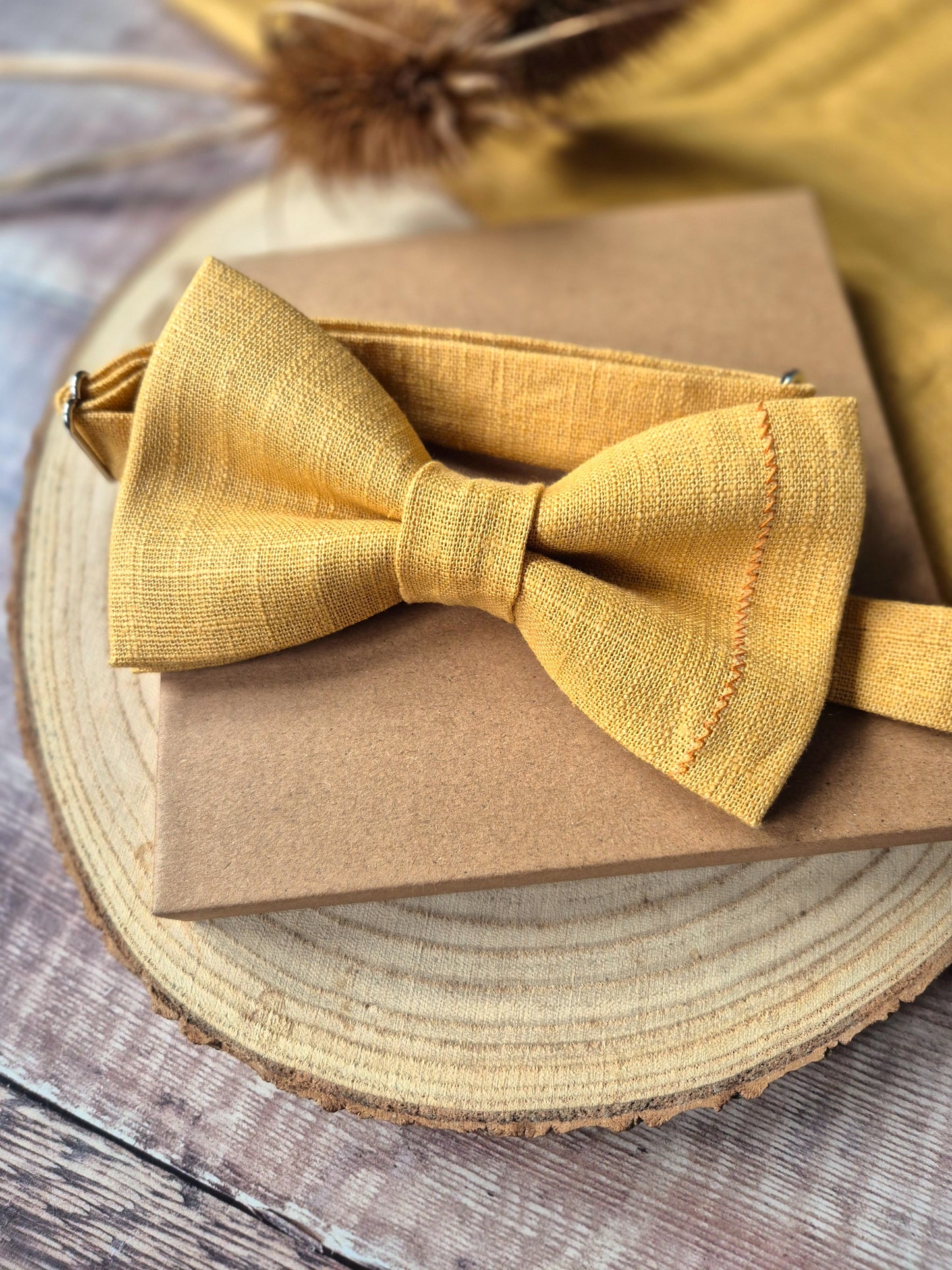 Linen Bow Tie Golden Yellow