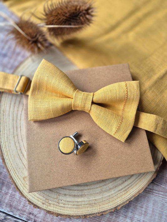 Linen Bow Tie Golden Yellow