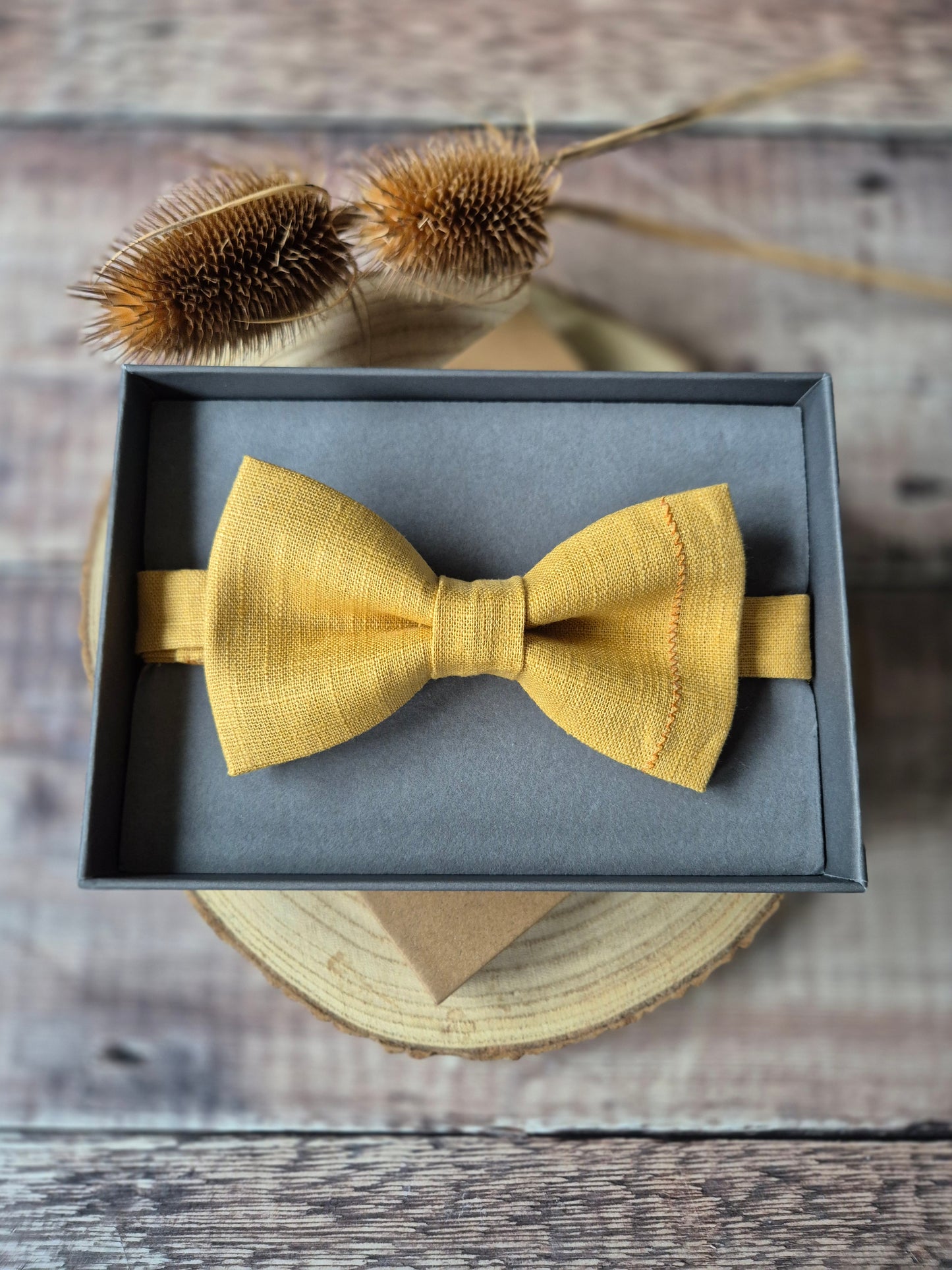 Linen Bow Tie Golden Yellow