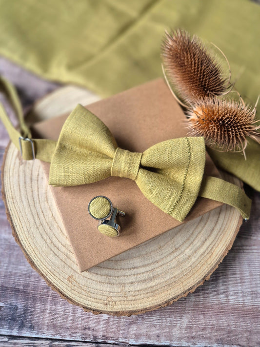 Linen Bow Tie Chartreuse